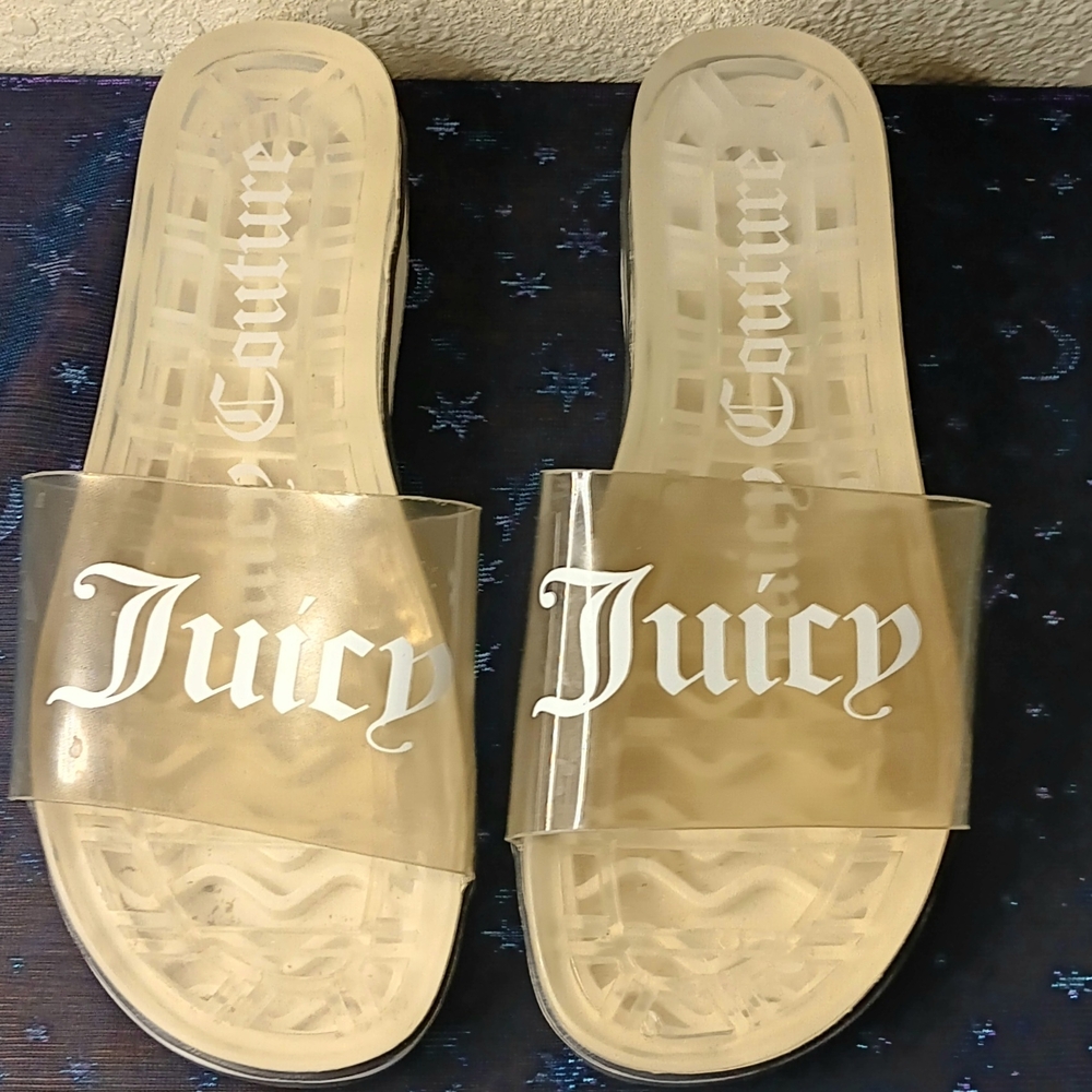 Juicy Couture "In Love" clear transparent slide sandal Sz 7.5